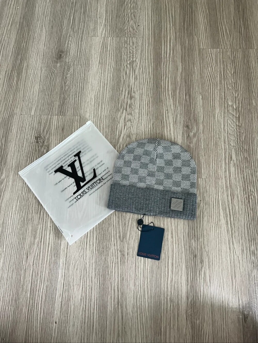 Louis Vuitton Grey Check Knit Beanie